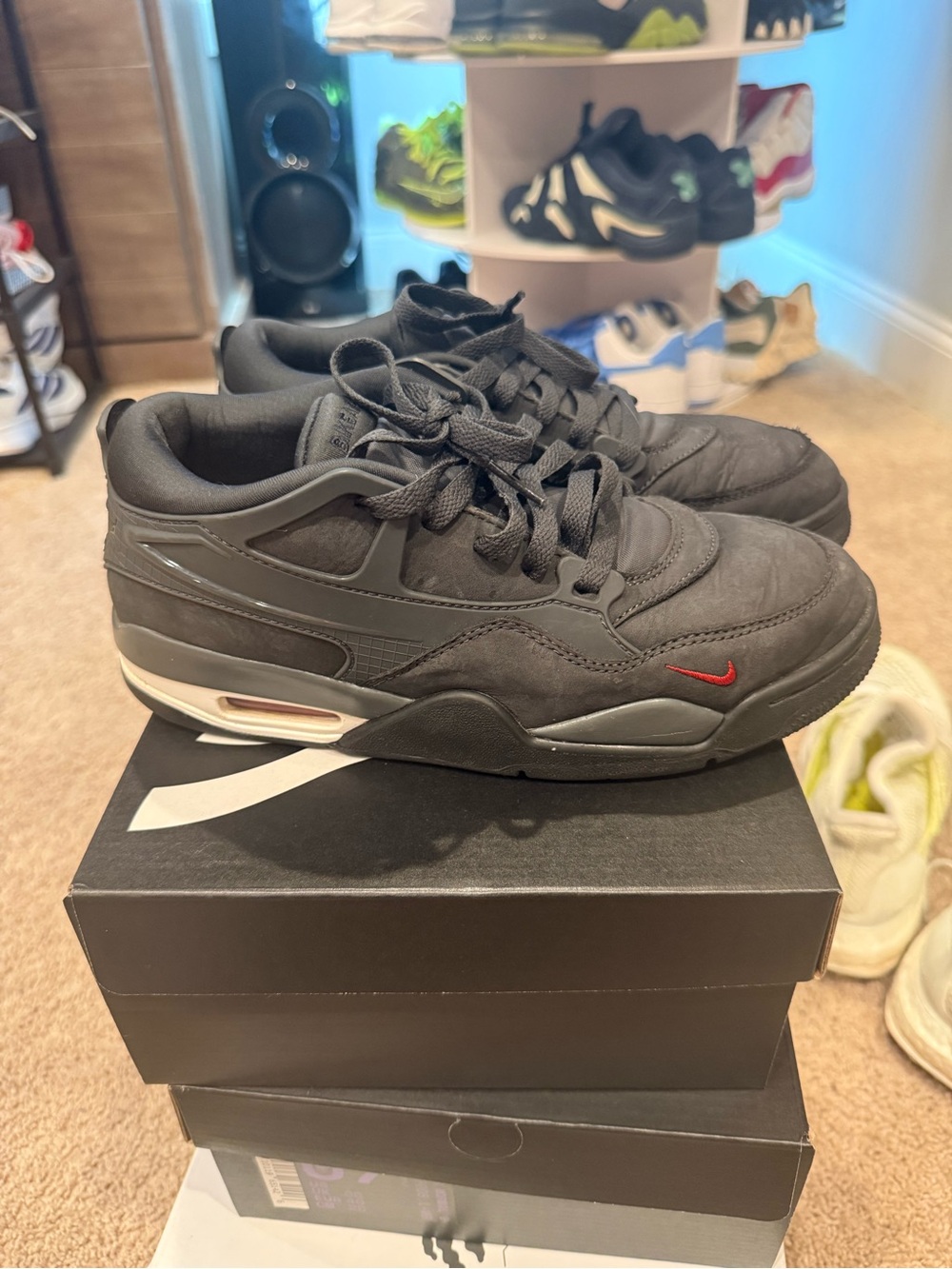 Preowned nigel-sylvester-air-jordan-4-rm-anthracite w/o insoles or box size 7m